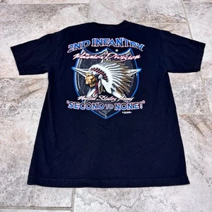 2nd Infantry Men's T-Shirt Medium Warrior Division US Army Indian Shield Black - Picture 1 of 7