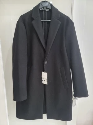 Zara Man Long Trench Coat in size Medium. Black - Image 1 of 3
