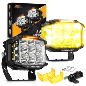 AUXBEAM 2X 5" Side Shooter LED Work Light DRL+Amber Cover For Toyota RAV4 03-22 - Picture 1 of 12