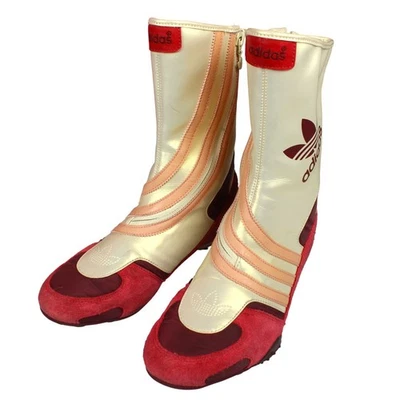 Adidas Originals Apollo Hi Boxing Biker Boots Women US6.5 Beige & Red Suede Rare - Image 1 of 4