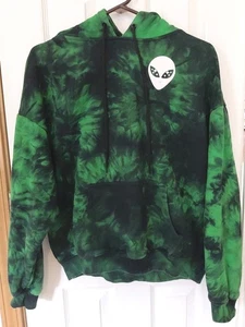 Space Alien Green Black Tie Dye Hoodie Size Medium Black Matter Brand - Bild 1 von 4