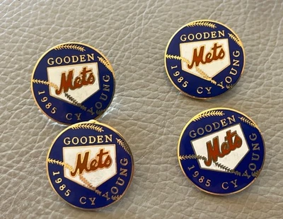 Vintage 4 1985  Dwight Doc Gooden Cy Young New York Mets MLB Baseball Enamel Pin - Image 1 of 4