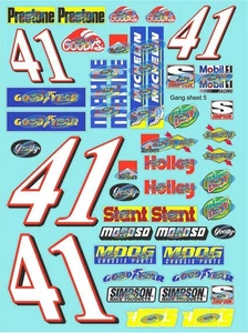 WHITE VINYL RACING #41 "F1" Sticker Gang SHEET 5-R/C MODEL Decals 1/12-1/10th - Picture 1 of 10