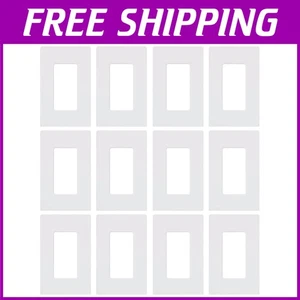 Outlet Cover Plate Set, Claro Screwless White, 12 Pack - Picture 1 of 6