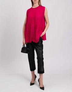 RRP€1385 VALENTINO Silk Crepe Sleeveless Top IT40 US4 UK8 S Pleated Keyhole Back - Picture 1 of 8