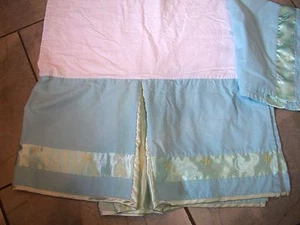 Wamsutta Blue and Green Satin Crib Dust Ruffle with Moons & Stars - Picture 1 of 3