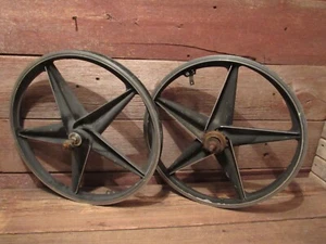 Vintage Set APSE 1990 Old Schools 20" BMX Five Spoke Mag Bicycle Wheels - Picture 1 of 13