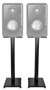 Black 29" Steel Bookshelf Speaker Stands For Polk Audio S20 Bookshelf Speakers - Picture 1 of 10