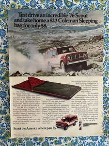 Pubblicità Coleman sacco a pelo vintage 1976 International Harvester Scout stampa promo - Foto 1 di 7