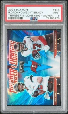 2021 Panini Playoff - Thunder and Lightning Silver Tom Brady + Rob Gronk PSA 9 - Image 1 of 2