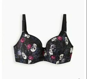 NWT Torrid Lightly Lined Full Coverage Balconette Bra - Skull Black - Picture 1 of 5
