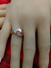 CORAL MOP AND 925 STERLING SILVER ENAMEL  MULTI COLOR SM RING -See Size details