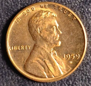 Lincoln 1st Memorial 1c Cent Penny 1959-D Die Chip Mint Error MS RD Uncirculated - Picture 1 of 19