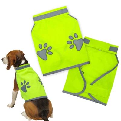 Dog Safety Vest Reflective High Visibility Pet Jacket Coat Mesh Padded Paw Print - Image 1 of 4