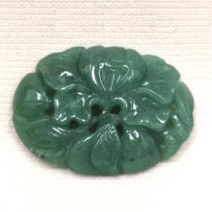 39.6ct Large Natural Jadeite Botanical Carved Loose Stone GRN Pendant 35x25x6m - Picture 1 of 21