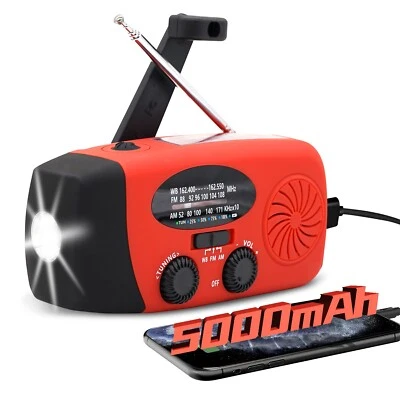 (Wholesale) 5000mAh Portable Emergency Solar Hand Crank Radio Power Bank & Light - Image 1 of 4
