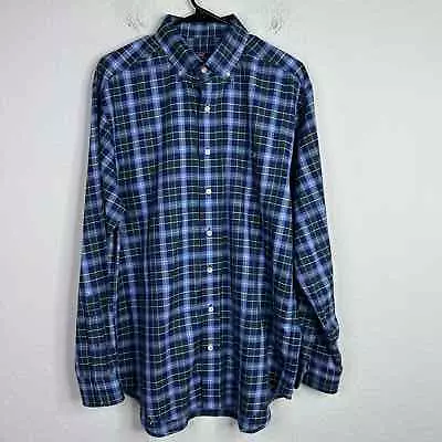 Camisa Vineyard Vines Para Hombre Mediana Azul Verde A Cuadros Abotonada Informal Preppy Foto 1 de 4