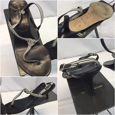 Zapatos de salón Kate Spade talla 7 B blanco marrón a rayas hechos en Italia como nuevos YGI A9S-55 Foto 1 de 4