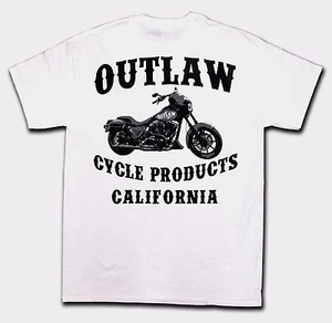 OUTLAW CYCLE PRODUCTS NEW LOGO BIKER T-SHIRT WHITE SHORT SLEEVE MOTORCYCLE TEE - Picture 1 of 3
