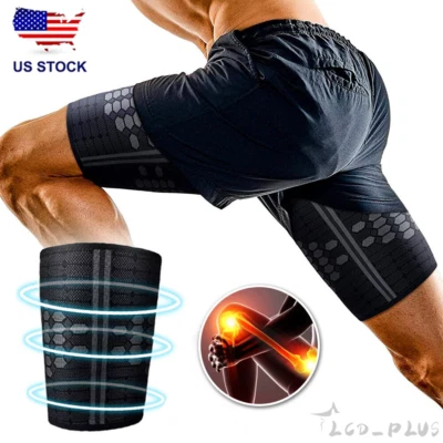 Compression Thigh Hamstring Support Sleeve Brace Sport Upper Leg Pain Relief Gym - Image 1 of 4