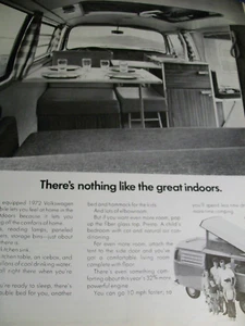 1972 Volkswagen VW Bus Campmobile lrg-mag car ad -"nothing like great indoors" - Picture 1 of 1