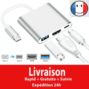 Type C vers HDMI USB 3.0 USB-C Câble adaptateur 3 in 1 Hub Windows Apple Macbook - Picture 1 of 10