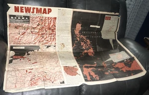 NEWSMAP for the Armed Forces 263rd Week of the War Huge Map Sept 25th 1944 - Picture 1 of 7