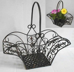 Cesta de Flores Hierro Forjado Marrón Antiguo Patinada Canasto Plantas (BK) - Imagen 1 de 5