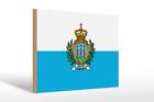 Holzschild Flagge San Marinos 30x20cm Flag of San Marino Deko Schild wooden sign