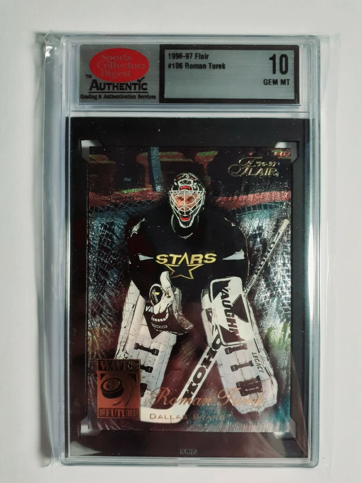 1996-97 Flair Roman Turek #106 Rookie Dallas Stars Rookie RC SCD 10  - Image 1 of 2