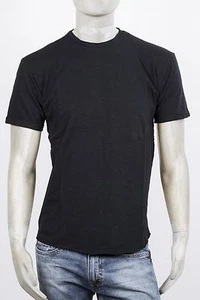 T-SHIRT CENSURED GIRO COLLO NERA IN COTONE FIAMMATO LEGGERO BASICA SLIM - Foto 1 di 7
