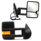 Pair Towing Mirrors for 2007-2013 Chevy Silverado Power Heated Smoke LED Signal
