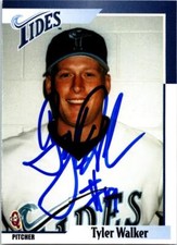 Tyler Walker autographed baseball card (Norfolk Tides) 2000 Blueline #30