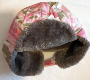 John Deere Hat Girls Large Extra Large Winter Hat Cap Camo Pink Brown Ear Flaps