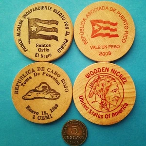 2 Ficha NEGRO ORTIZ REPUBLICA ASOCIACIÓN Madera Níquel PUERTO RICO Medalla Ficha - Imagen 1 de 2
