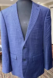 Blazer Uomo Vince Camuto Navy Gingham Check 2 Bottoni Lana Doppia Ventola 40R - Foto 1 di 7