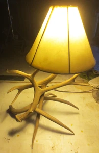 VTG Deer Antler Lamp 3 Real Antlers Antler Pull and Finial 20" Tall Decor Cabin - Picture 1 of 8