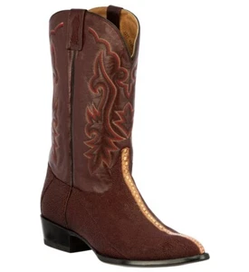 Mens Western Leather Boot Burgundy Genuine Stingray Skin Rodeo Wear Size 13 - Picture 1 of 5