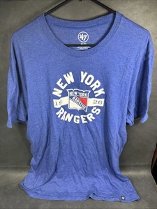 47 New York Rangers Short Sleeve Lightweight Big Logo Tee Sz XXL Blue T Shirt - Picture 1 of 6
