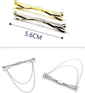 Tie Collar Bar Pin Set for Men Classic Collar Clip Set of 2 - Picture 1 of 12