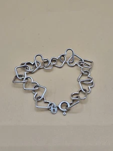 Sterling Silver 925 Heart Link Charm Karizia Spa Bracelet  Spring Ring Closure  - Picture 1 of 4