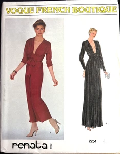 Vogue French Boutique Renata 2254 langes Kleid Muster Gr. 14 ungeschnitten FF Vintage 1980 - Bild 1 von 3