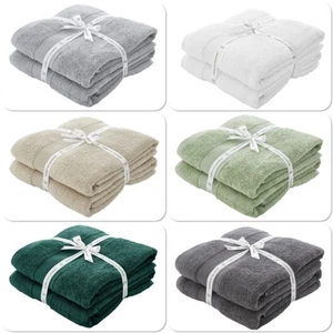 Catherine Lansfield 100% Cotton 500GSM Anti Bacterial 2 x Bath Sheets 6 Colours - Picture 1 of 25