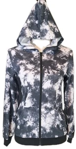 NUEVO SIN ETIQUETAS BOYOO S/M B&W Tie-Dye Cremallera Completa Terry Francés Sudadera con Capucha Puño Acanalado Pkts - Imagen 1 de 8