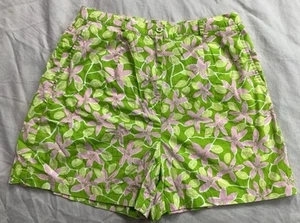 Lilly Pulitzer rosa grün Hibiskus Blume Baumwolle Shorts Taschen Vintage Gr. 10 - Bild 1 von 9