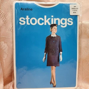 Vintage 1950er AIRLINES Nylon Strumpfhalter Strümpfe 8,5-11 beige AIRMAID STRUMPFHOSE Araline - Bild 1 von 10