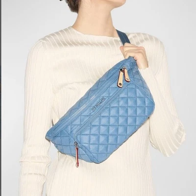 MZ WALLACE DAWN METRO SLING BELT BAG IN CORNFLOWER BLUE TRAVEL MINIMALIST - Image 1 of 4