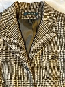 Chaqueta Blazer Lauren Ralph Lauren Lino Glen Check Cuadros Marrón Neutro Talla 8 - Imagen 1 de 8