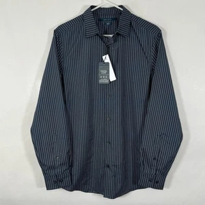 Perry Ellis Slim Fit Travel Luxe Stretch Button Up Shirt Medium Dark Sapphire LS - Picture 1 of 15