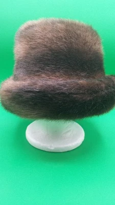 Sombrero de invierno vintage MARRÓN piel sintética TALLA ÚNICA FORRADO Foto 1 de 4